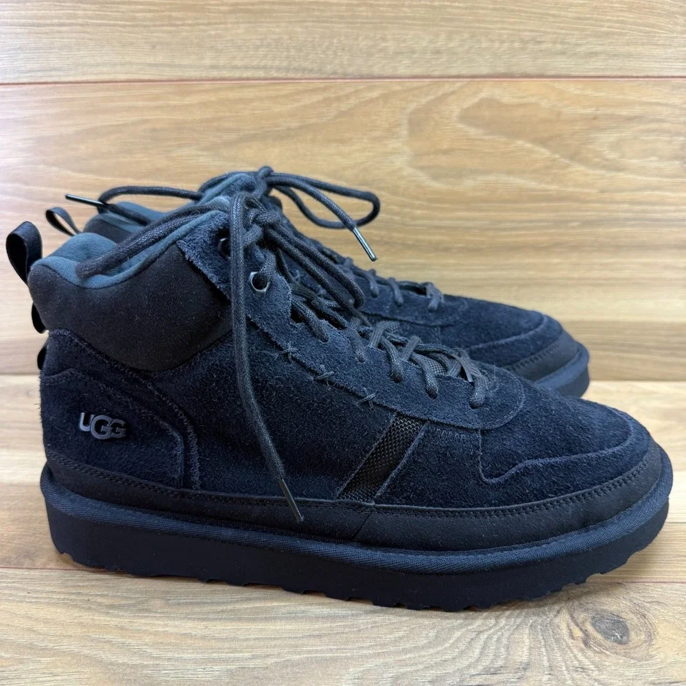 UGG Highland High Suede Ankle Boots Mens 9 Black High Top Streetwear Mixed Media